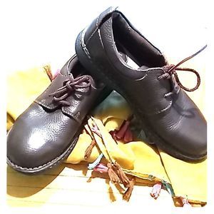b o.c. 7.5 brown lace up leather flat shoes #B031F